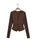 Women's Slim-Fit Korean Style Waist-Cinching Long-Sleeve Cardigan and Sheer Vest Set