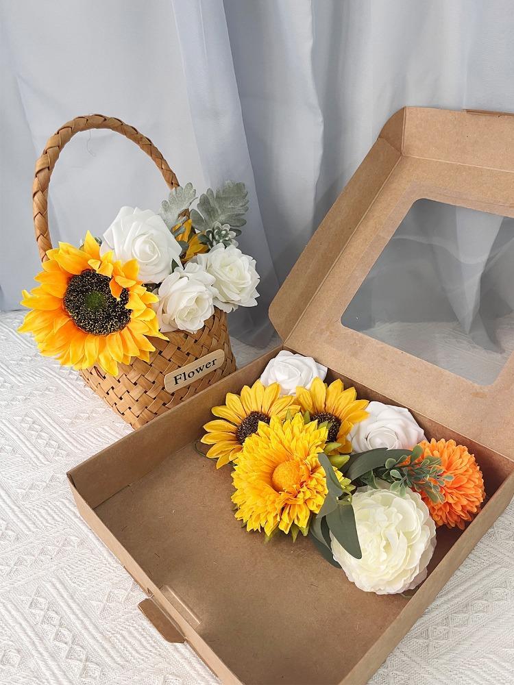 Faux Flowers Combo Artificial Flowers Box Set DIY Bouquets for Wedding Flowers with Leaves and Stems Handmade Floral Arrangements Bridal Home Decor