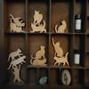 12pcs Different Shapes Cat Wooden Crafts, Stackable Cat Ornament DIY Crafts Graffiti Pet Themed Birthday and Holiday Party