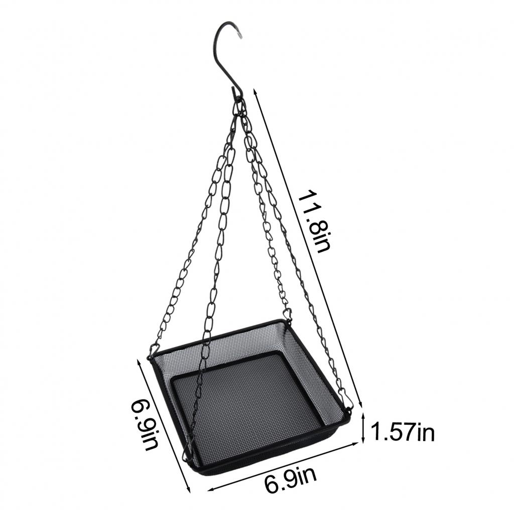 Tavă de hrănire a păsărilor din fier agățat, 1 buc, capacitate mare pentru mai multe păsări