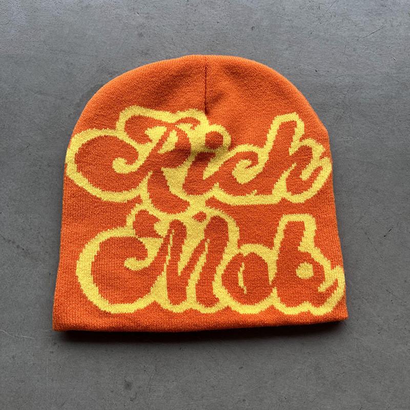 Blocked Simple Color Letter Pattern Neutral Casual Warm Knitted Hat For Autumn