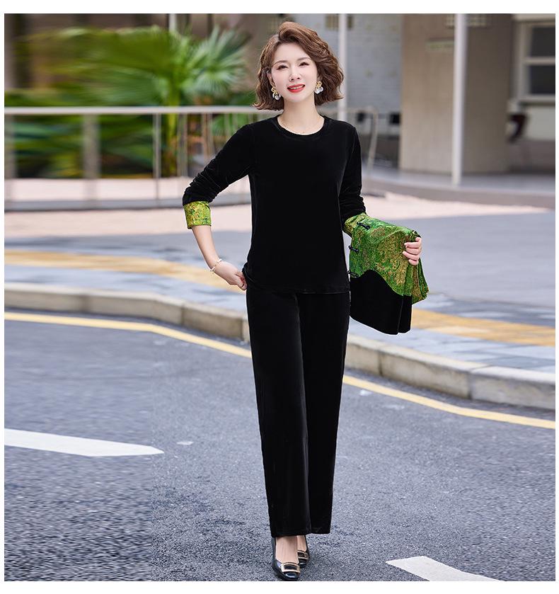 2026 Stylish Retro Velvet Suit for Middle-Aged & Elderly Mothers - Spring/Autumn Vest Jacket In Chinese National Style