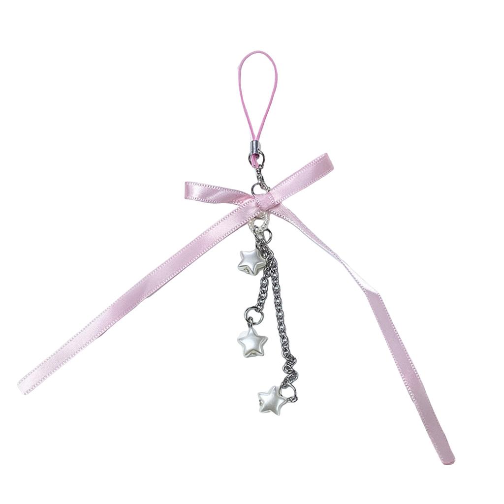 Cute Pearl Ribbon Bowknot Keychain Pendant Keyring Charm Lovely Hanging Decorations for Purse Bag Backpack Handbag