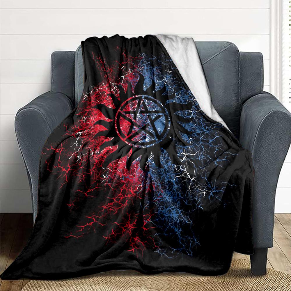 1pc Supernatural Symbols Blanket, Lightweight Flannel Throw Blanket for Sofa, Bed, Travel, Camping, Living Room, Office, Couch, Chair, and Bed