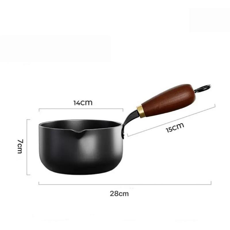 Wooden Handle Soup Pot Induction Stovetop Compatible Milk Pot for Whipped Cream, Boiling Water, and Soup Making Kitchen Cookware