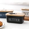 Butter Box Sealing Tool, Wood Lid Knife, Food Dish, Ceramic Keeper, Cheese Storage Tray Plate Container For Kitchen