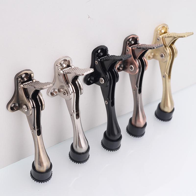 Zinc Alloy Foot Pedal Door Stopper - Anti-Collision Device for Bedroom, Bathroom, Glass, or Wooden Doors.