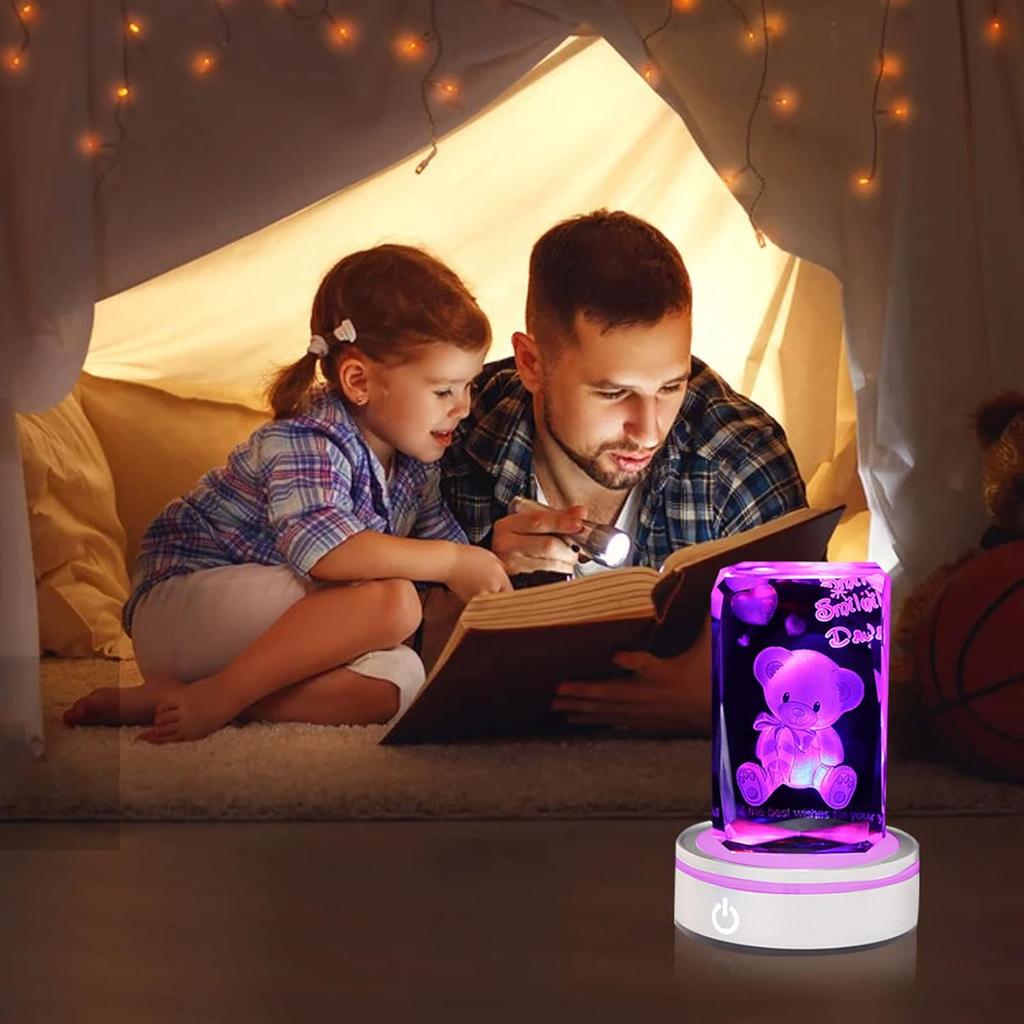 6 Colors LED Light Base Show Stand Display Plate with Sensitive Touch Switch for 3D Laser Crystal Glass Art, 2 Round + 2 Square, blue