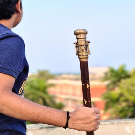 Engraved Brass Walking Cane with Telescope Compass Steampunk Dollond London 1920 Replica Victorian Handmade Cane, Perfect for Gift