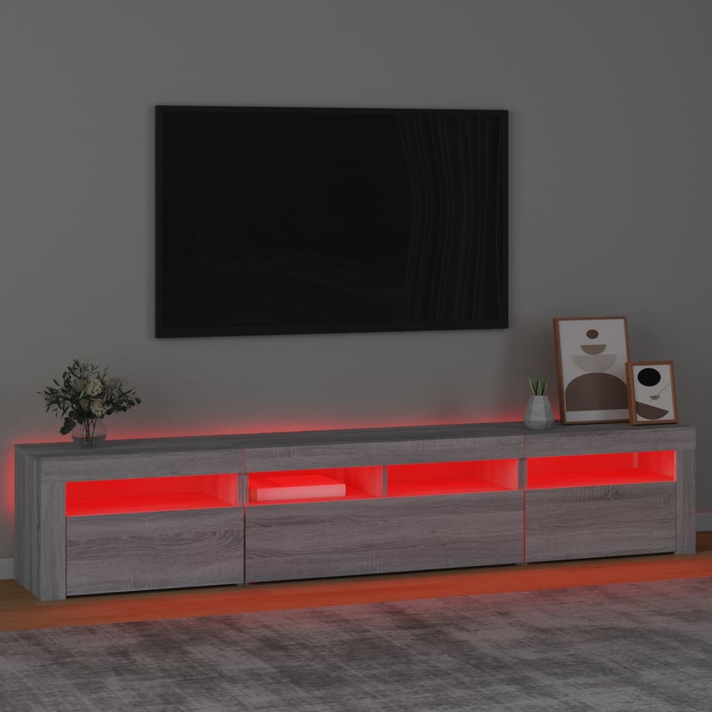 Vidaxl TV Cabinet with LED Lighting, Sonoma Oak Grey, 210X35X40 Cm