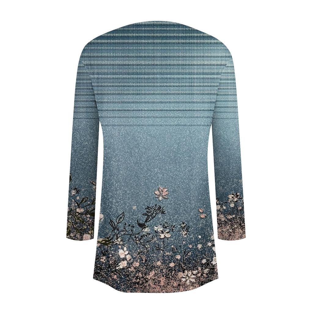 Women's Fashion Casual Vintage Floral Printed Mid-Length Cardigan Jacket