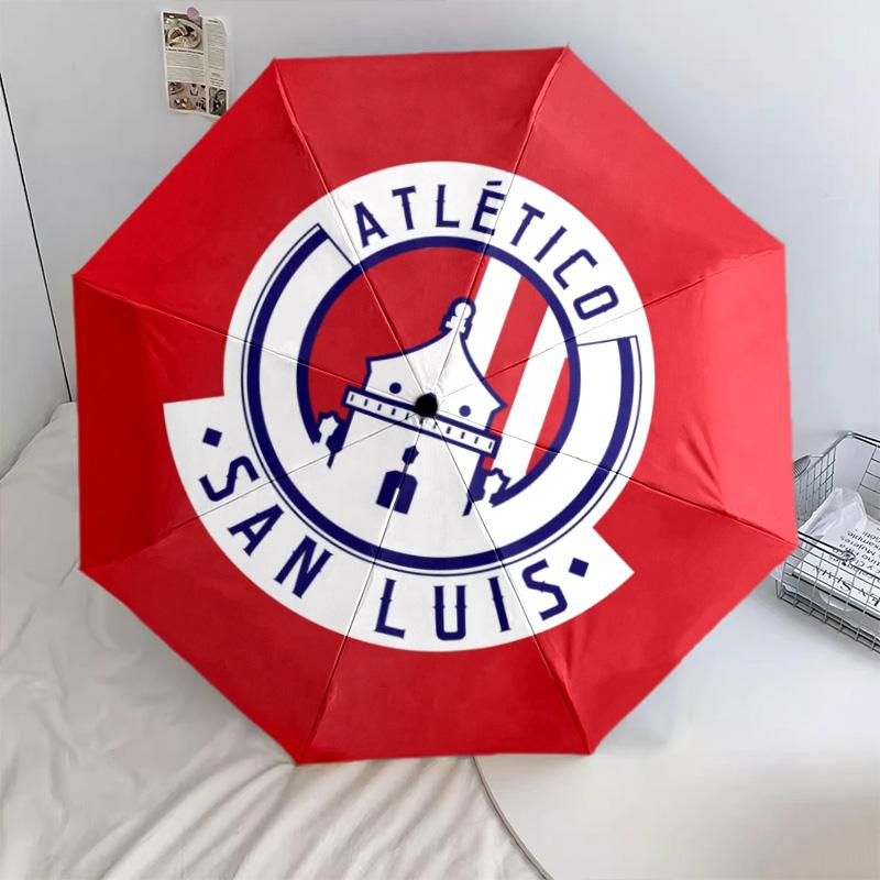 Atlético San Luis  pattern, automatic folding umbrella, portable and foldable design, 8 ribs, a Christmas or birthday gift.