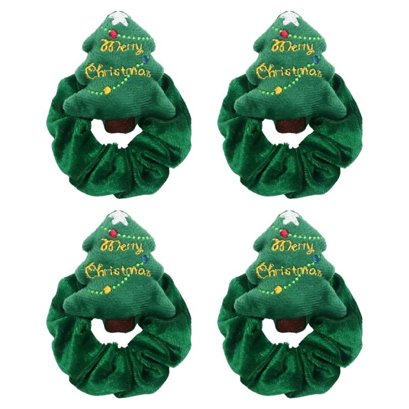 Holiday Hair Scrunchie Velvety Christmas Hair Tie with Plush Top for Christmas Party, Family Photos and Festival Styling