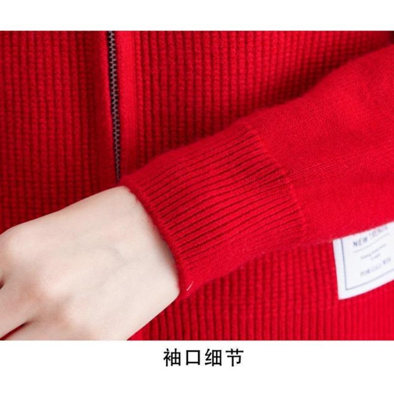 Women's Hooded Sweater Short Zipper Knitted Cardigan Spring Outerwear Hooded Sweater