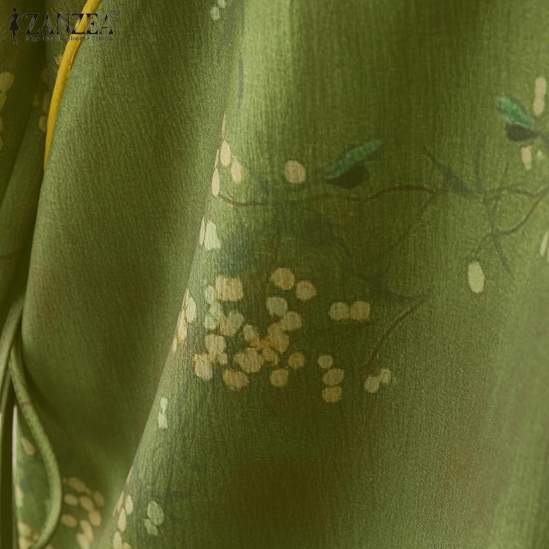 ZANZEA Vintage Women Half Sleeve Side Buttons Floral Print Ethnic Casual Blouse