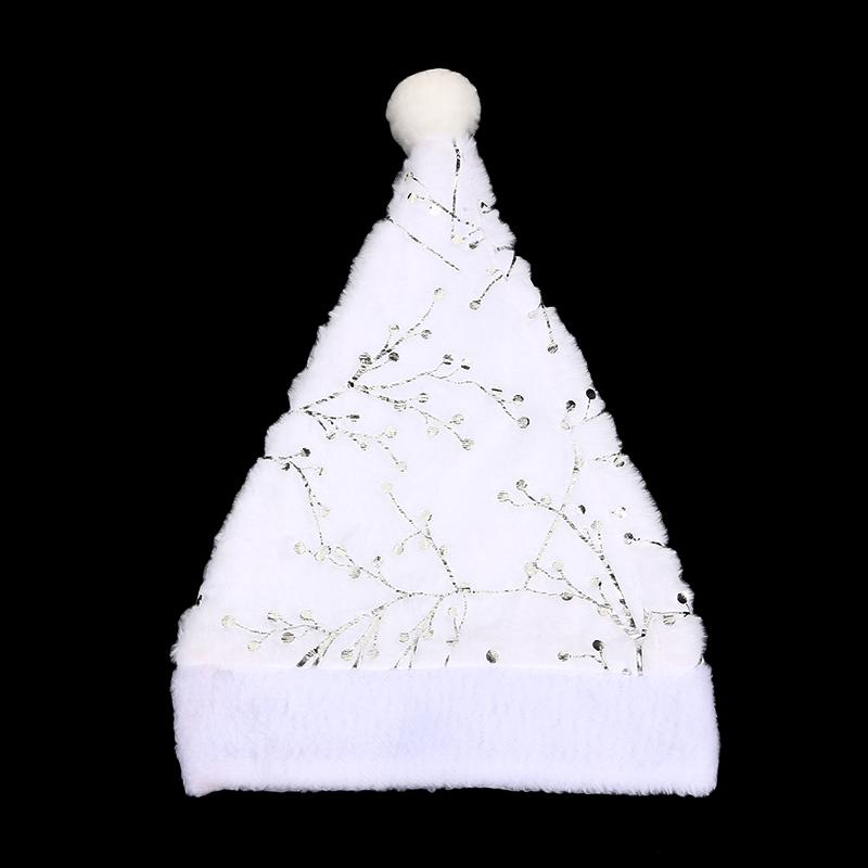 New Christmas Hat Hot Stamping Star Snowflake Plush Hat   Christmas White Faux Rabbit Fur Plush Party Decoration Accessories