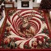 Santa Claus Christmas 3D Illusion Rug 2D Flat Printed Xmas Rug Christmas Small Carpet  Christmas