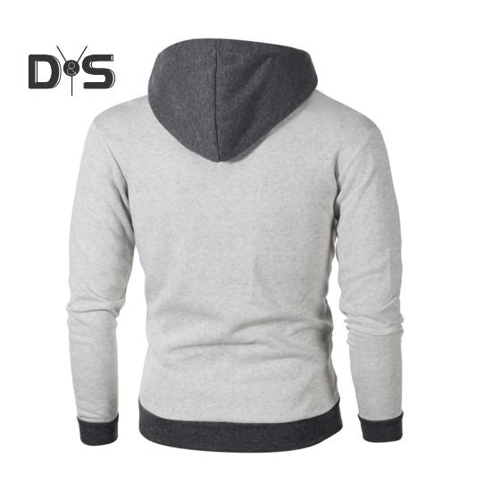 Uomo Autunno Inverno Cappotto con Cappuccio Doppia Cerniera Chiusura Coulisse Colorblock Finto Due Pezzi Giacca Sportiva con Polsini Elastici e Orlo Fitness Outerwear