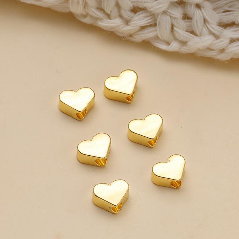 Copper-Plated 18K DIY Heart Spacer Beads for Jewelry Making: Smooth Pearl Beads for Bracelet & Necklace.