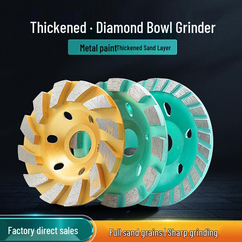 Thickened Diamond Bowl Disc for Angle Grinders - Concrete, Cement Floor Grinding & Polishing