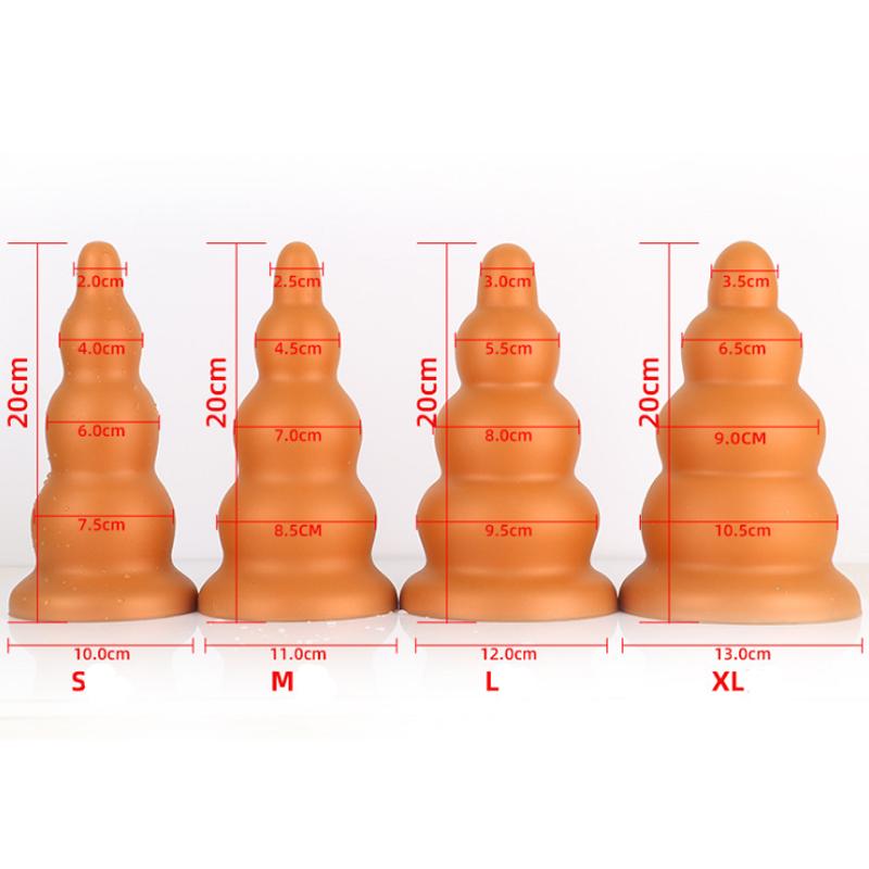 S/M/L/XL Tower Anal Plug Liquid Silicone Huge Butt Plug With Suction Cup Big Fisting Anal Dilation Prostate Massage Anal Sex Toy