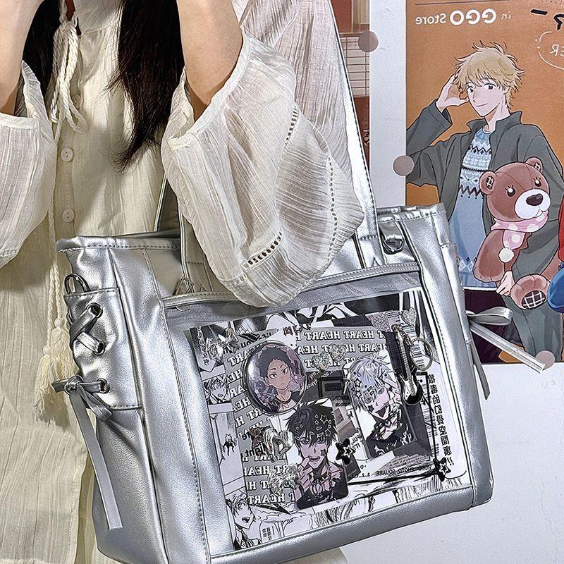 New Girls' Ribbon Y2K Ita Bag Sweet Ladies Large Capacity Shoulder Bag Street Trend Crossbody Bag Daily Commuting Tote Bag