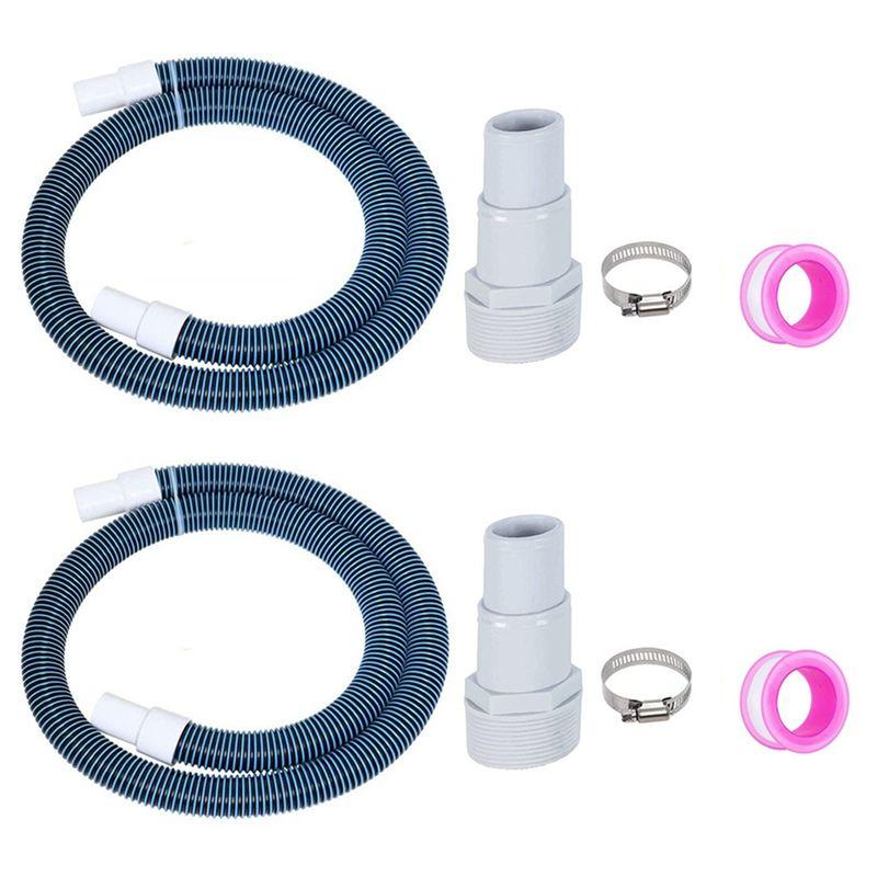 1.5in (1-1/2in) Pool Filter Hose Replacement Kit for Above Ground Pool - Flexible Vacuum Pump Skimmer Hose with Clamps