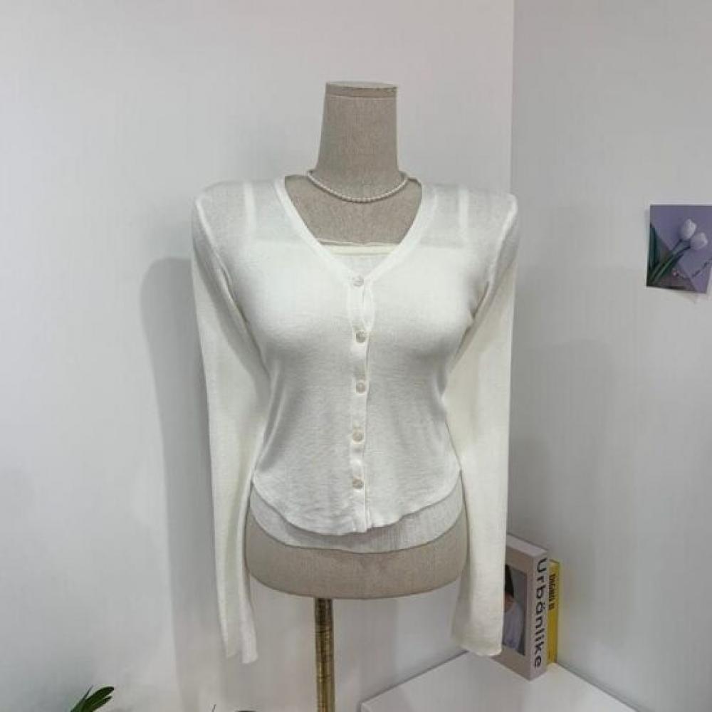 C S In The Room V neCk Layered Sheer Knit Cardigan Set 3Color C