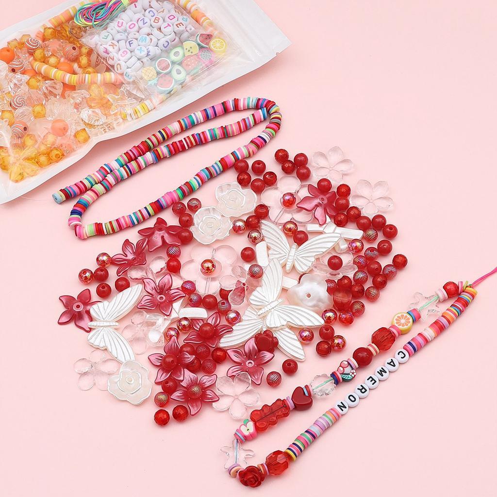 Buntes Perlen Handykette Bastelmaterial-Set Weiche Keramik Acrylperlen Set für DIY Charm Halskette Armband Schlüsselanhänger
