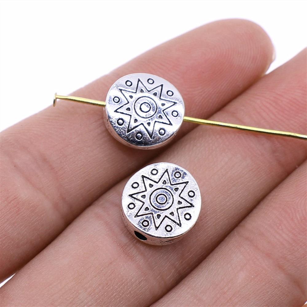 10pcs Metal Alloy Bead For Jewelry Making Antique Silver Color Carved Beads DIY Crafts Making Findings Handmade Tibetan Jewelry