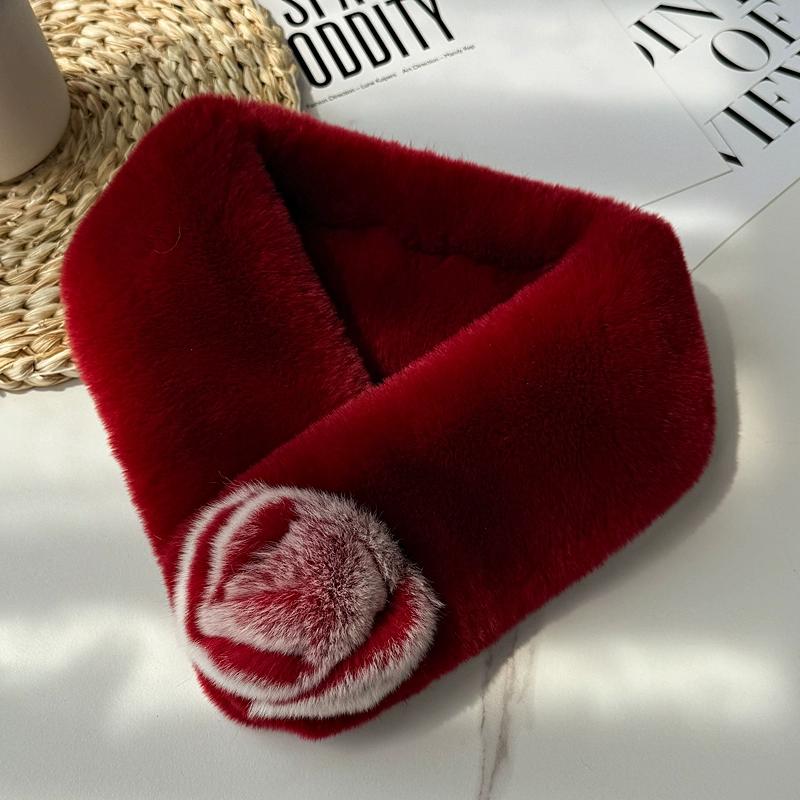 Elegant Double-sided Otter Rabbit Hair Scarf Korean Version Temperament Flower Mother Female Fur Scarf Female Winter Warm Magnetic Buckle