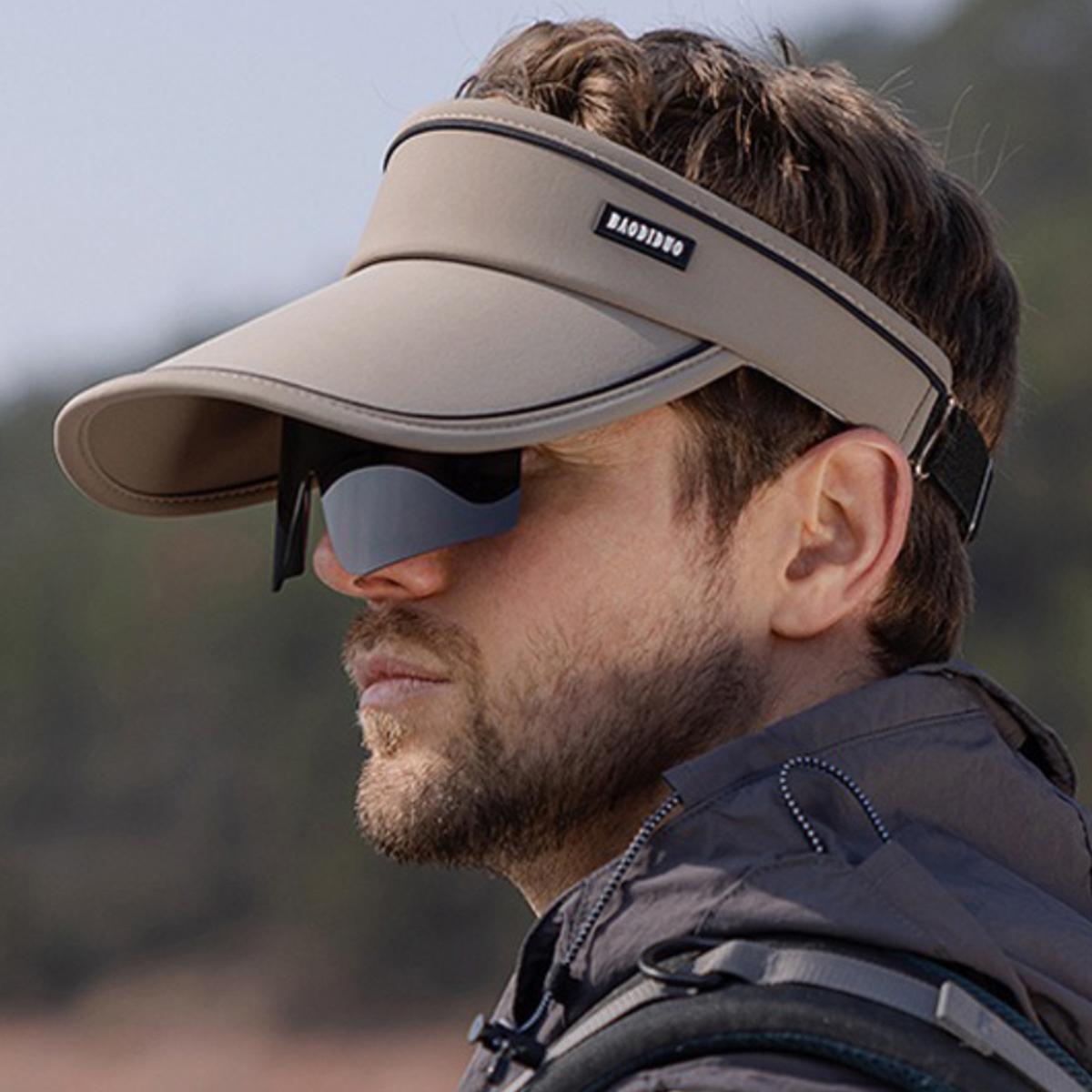 

Летняя мужская шляпа от солнца с солнцезащитными очками 4 дюйма(10см) Дышащая пустая верхняя кепка с полями, спортивная шляпа с защитой от ультрафиолета, спортивная шляпа для гольфа, тенниса, пляжная кепка 56-60cm