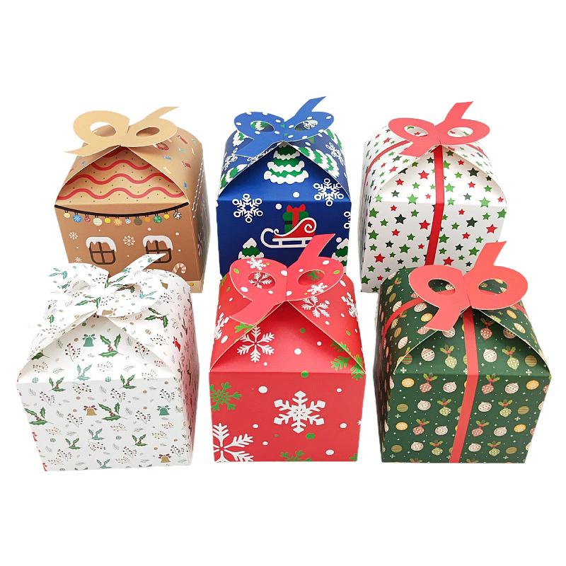 WTEMPO Christmas Gift Boxes Creative DIY Foldable Printed Treat Boxes Holiday Party Favor Supplies Xmas Presents Packaging Boxes