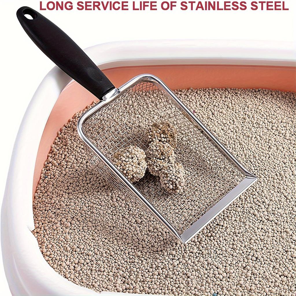 1pc Sturdy Stainless Steel Cat Litter Scoop - Rust-Resistant Durable Poop Shovel with Superior Filtration for Fine Sand Litter