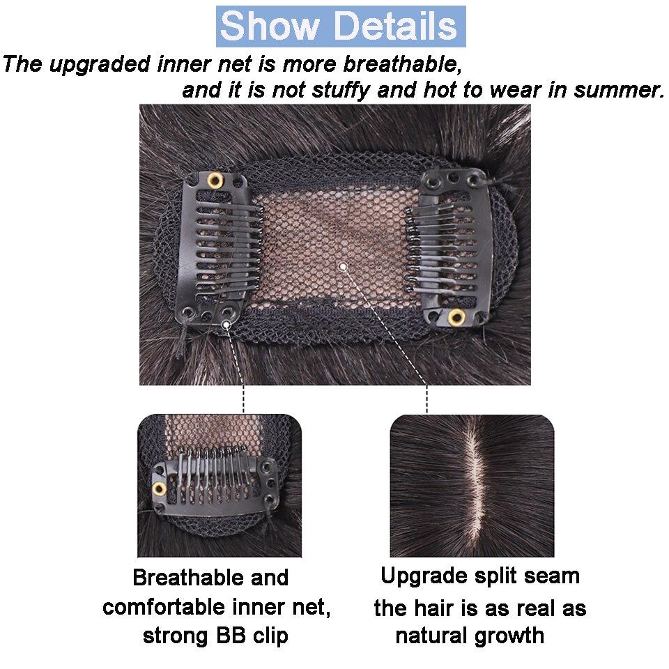 LUPU Kunsthaar-Perücken für Frauen, Clip-in-Haarteile, schwarzbraunes glattes Haar mit Pony, natürliches gefälschtes Kunsthaar