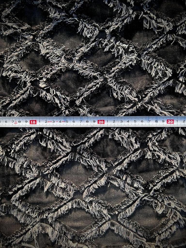Fringe Diamond Denim Handmade Denim Thin Cotton Denim Fabric Scraps Fabric, Remnants, Fabric, (Smoky, 1m)
