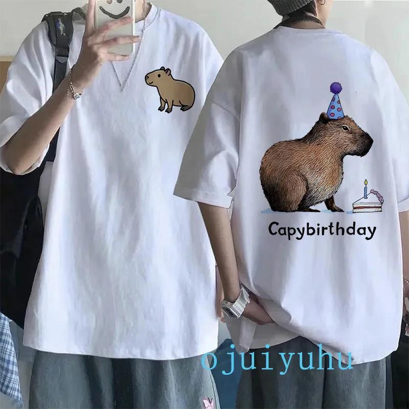 Fashion Capybara T Shirt Men/women EU Szie T-shirt Funny Capibara Harajuku Tees Tops Cartoon Mange Y2k 90s Grunge Tshirt Clothes