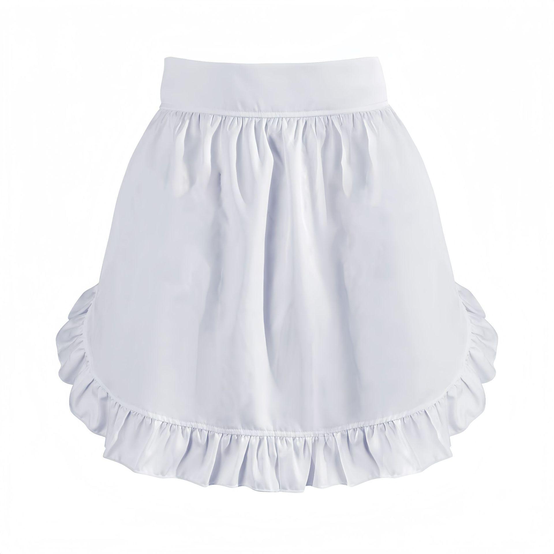 European Style White Ruffled Lace Maid Apron Skirt