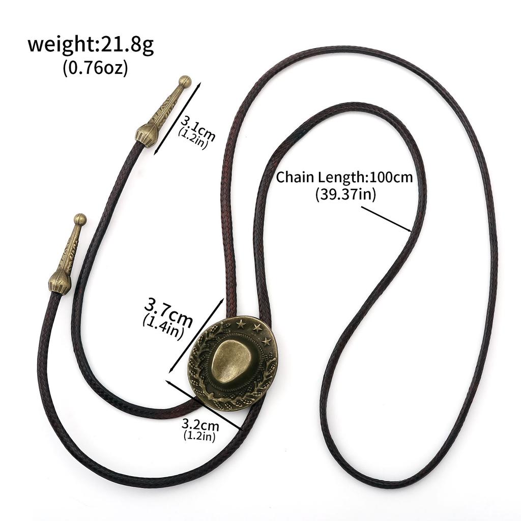 Classic Bolo Tie for Men Women Vintage Hat Pendant Viking Bolotie Necktie Western PU Leather Rope Tie Concert Shirt Tie Jewelry