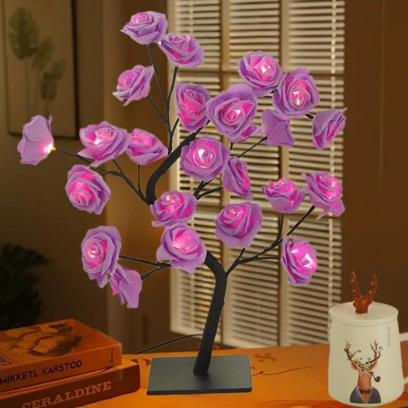 USB Remote Control LED Rose Tree Night Light for Bedroom - Perfect As a Birthday Gift.