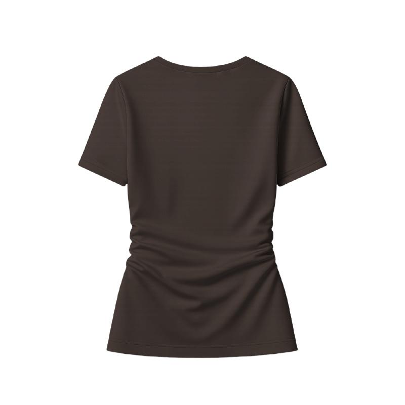 2026 New Women's Short-Sleeve Stretch V-Neck Slim Fit Casual Solid Color T-Shirt