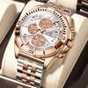 Men Chronograph Watches Stainless Steel Analog Quartz Wrist Watch Waterproof Luminous Date Business Dress Watch for Men