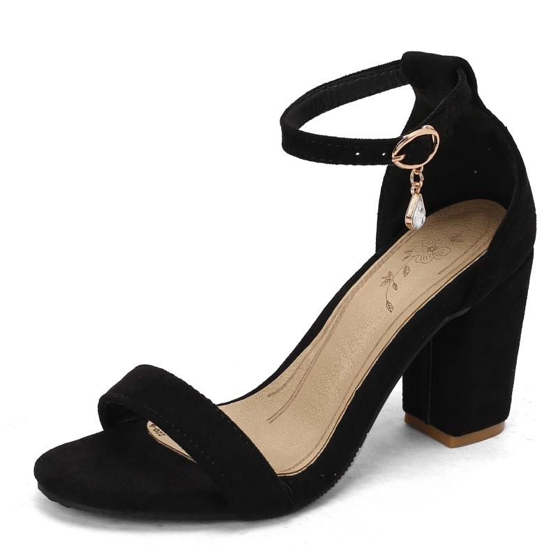 

Флок Женские Сандалии Летняя Обувь 2025 Блок Высокий Каблук Шлепанцы Классический Ремешок Черный Розовый Красный Обувь Женская Большой Размер 46 чёрный