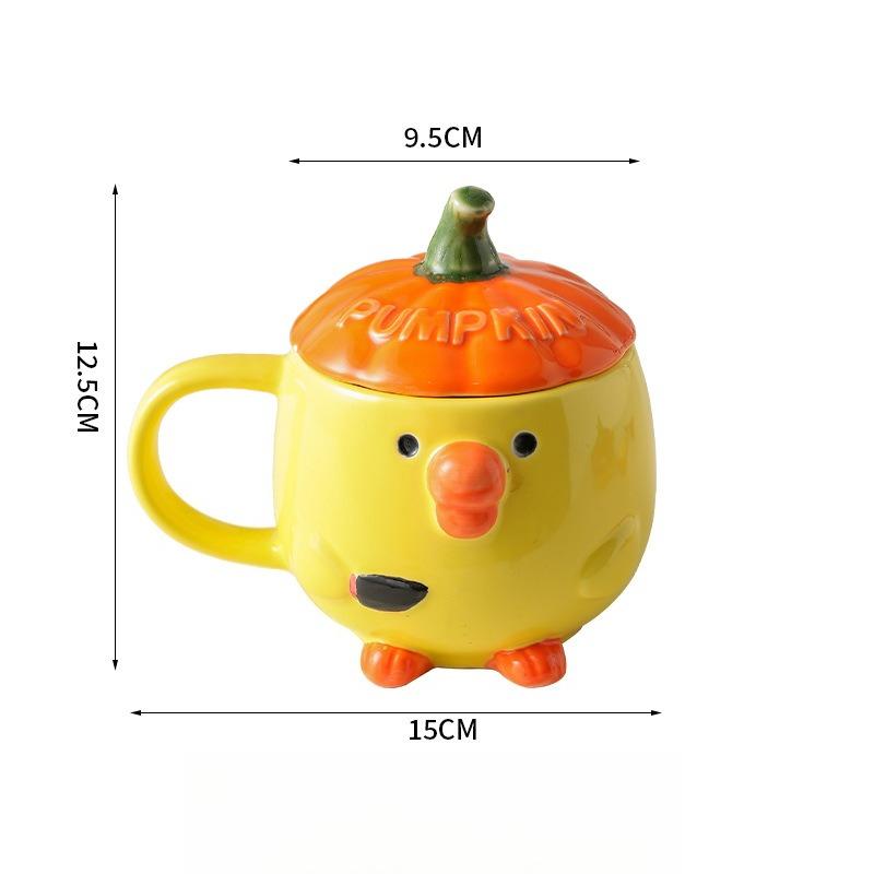 Original Design Cute Yellow Chicken Ceramic Mugs Creative Coffee Cups for Girls High Aesthetic Value Gift Ideas Drinkware