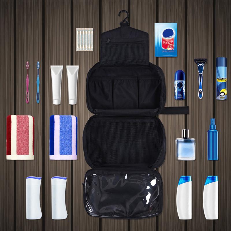 1Pc Three In One Travel Wash Bag Portable Hanging Storage Bag Nylon Waterproof Dry Wet Separation Cosmetic Wash Supplies Storage