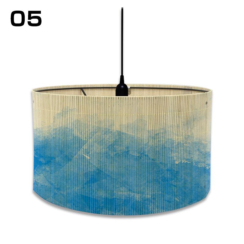 European Style Watercolor Gradient Color Lamp Shade Bamboo Braided Light Cover Decor Chandelier Modern Abstract Art Light Shade