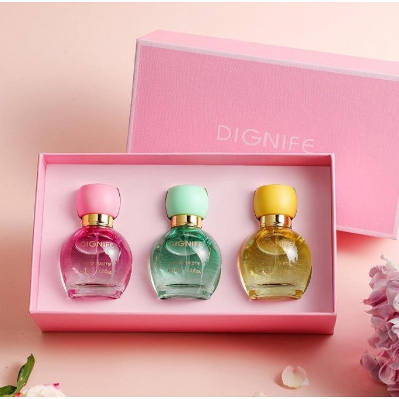 Direct supply women's perfume lasting fragrance men's and women's gift box set perfume new three-piece set