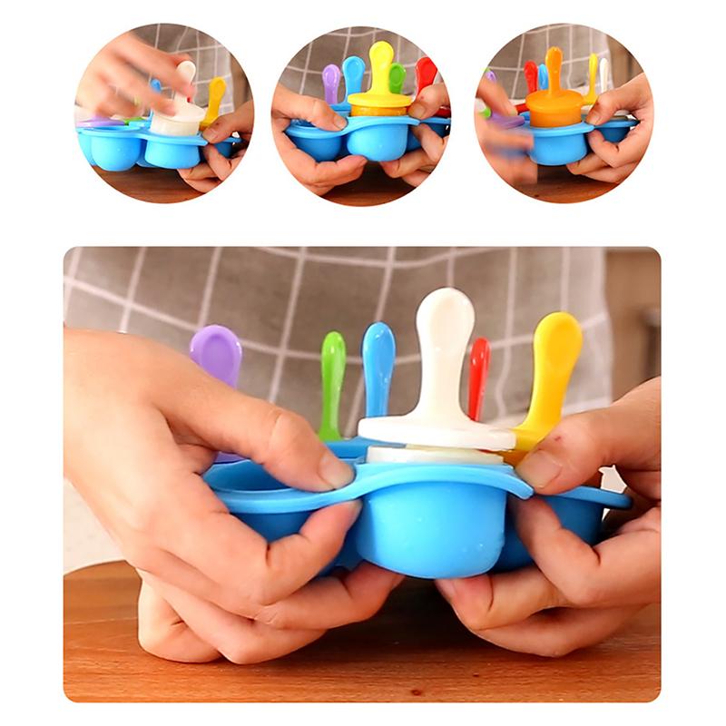 7 Holes Ice Cream Ball Maker Popsicles Molds DIY Ice Cream Silicone Mold Baby Fruit Shake Home Kitchen Accessories Tool
