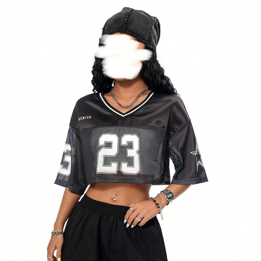 

Oversize Jersey Refreshing Hollow Street Spice Girl Style Top Y2K Women s Clothing S