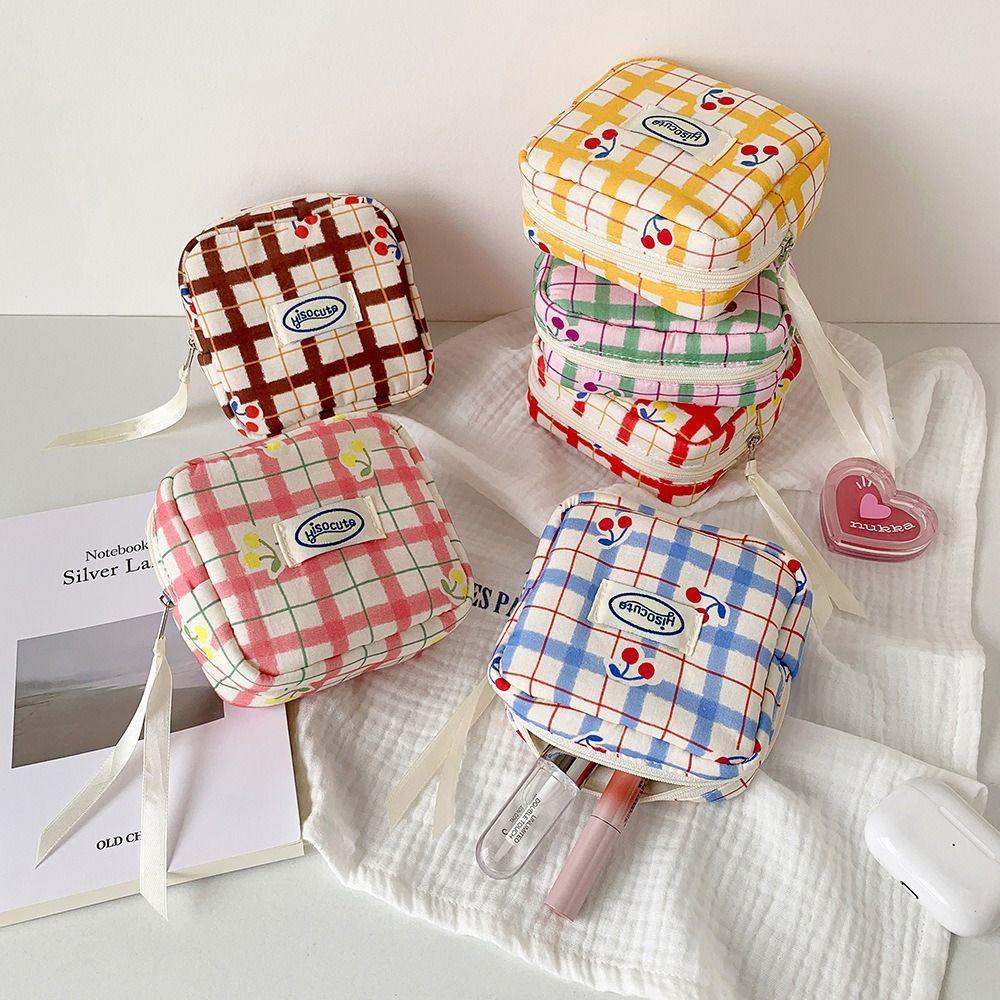 

With Compartment Makeup Bag Zipper Closure Mini Earphones Lipstick Pouch синій